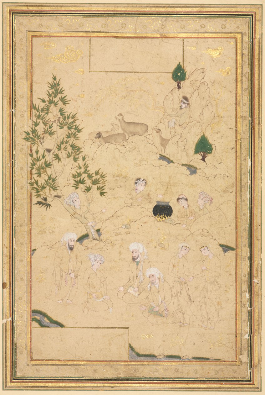 Piknik i fjellene; Enkeltside illustrasjon av style of Muhammadi