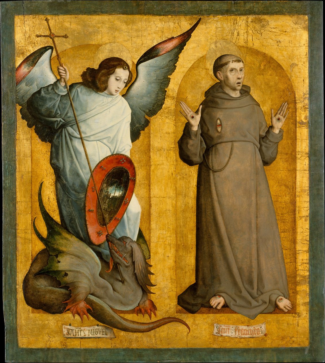 De hellige Michael og Francis, ca. 1505-9. av the Elder Juan de Flandes