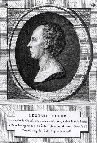 Portrett av Leonard Euler (1707-83) (gravering) (s/hvitt foto) av the Younger Dupin