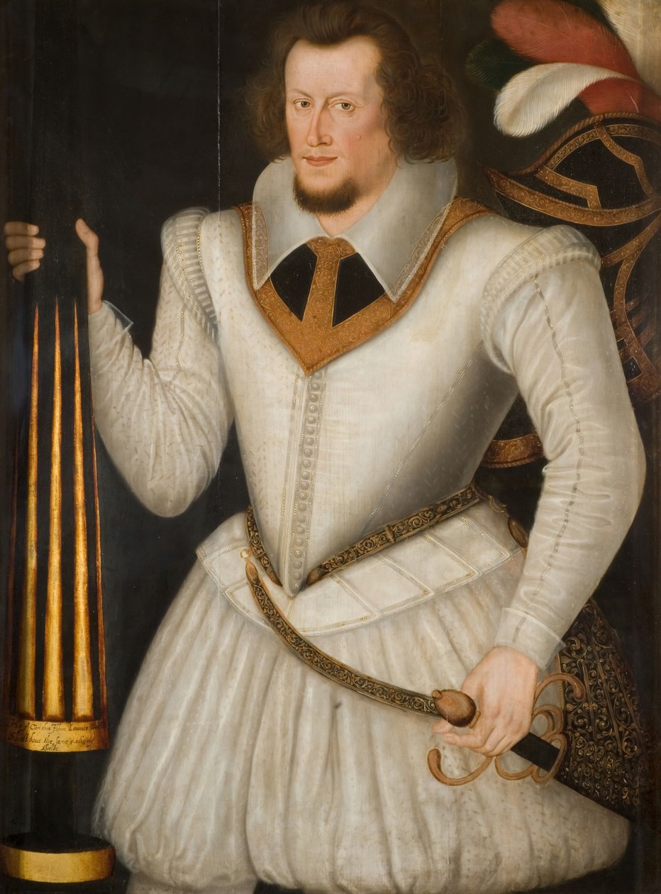 Portrett av Robert Devereux, 2. jarl av Essex, 1600-1700. av the Younger School of Marcus Gheeraerts