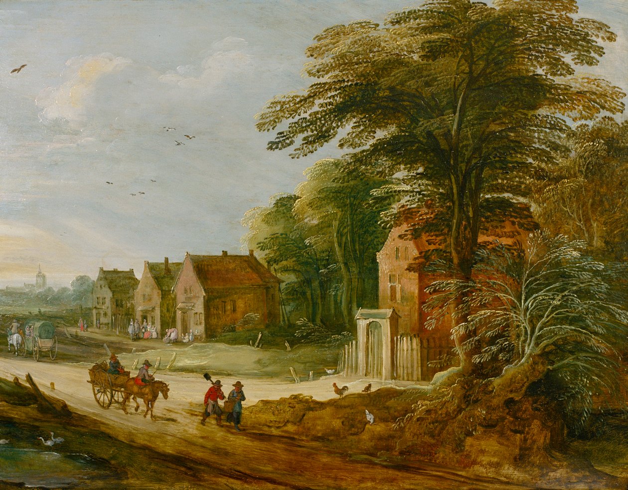 "Travellers Passing Through a Village", slutten av 1500-tallet eller begynnelsen av 1600-tallet av the younger Joos de Momper