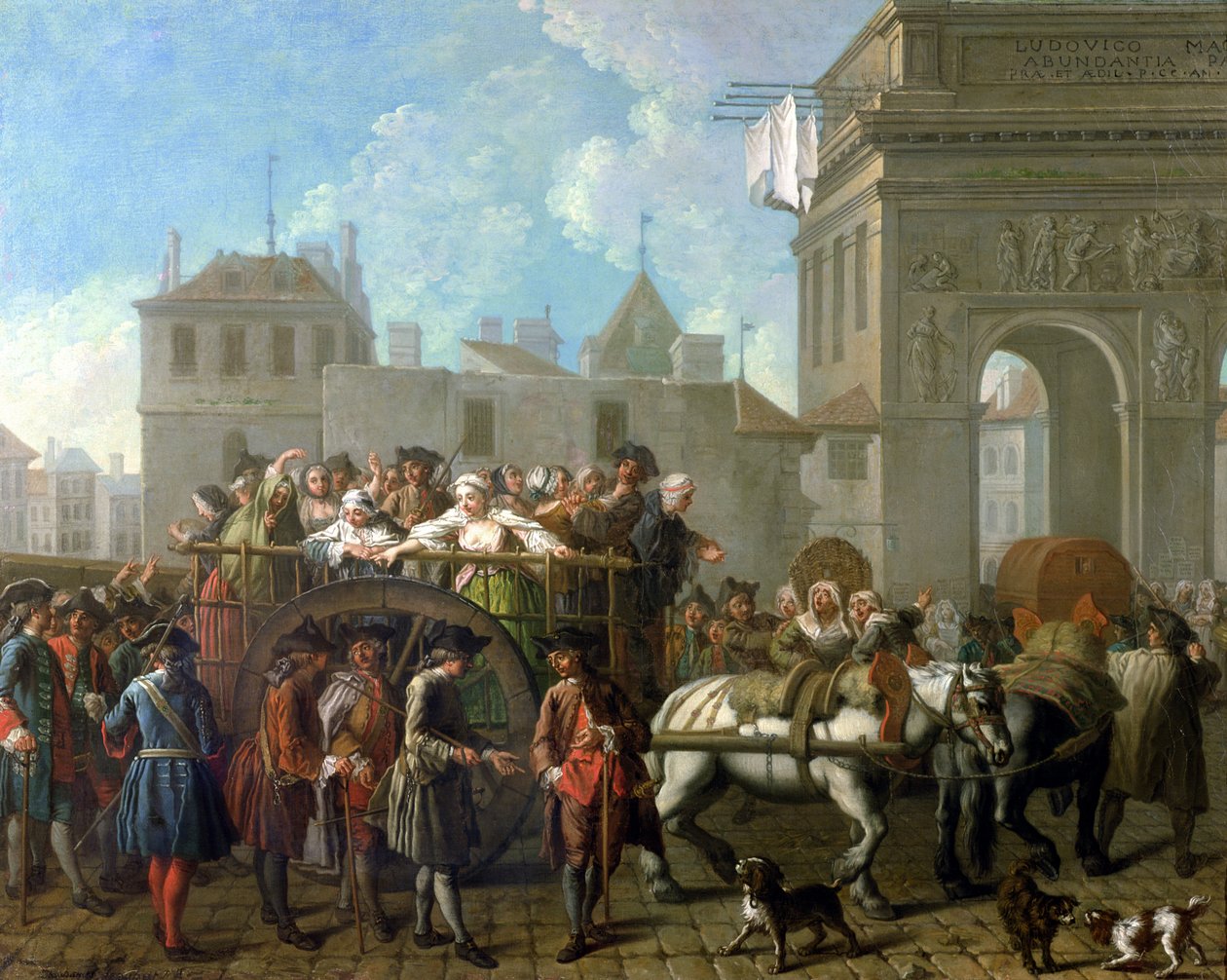 Transport av prostituerte til Salpetriere, ca. 1760-70 av Étienne Jeaurat