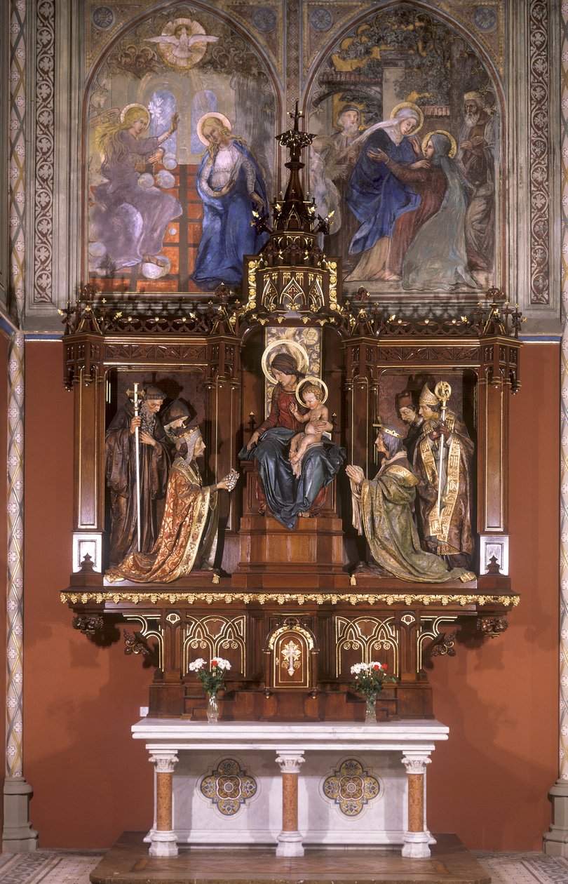 Vår Frues sidealter med statuer av bohemske skytshelgener, 1922 (malt tre) av Štpán Zálešák
