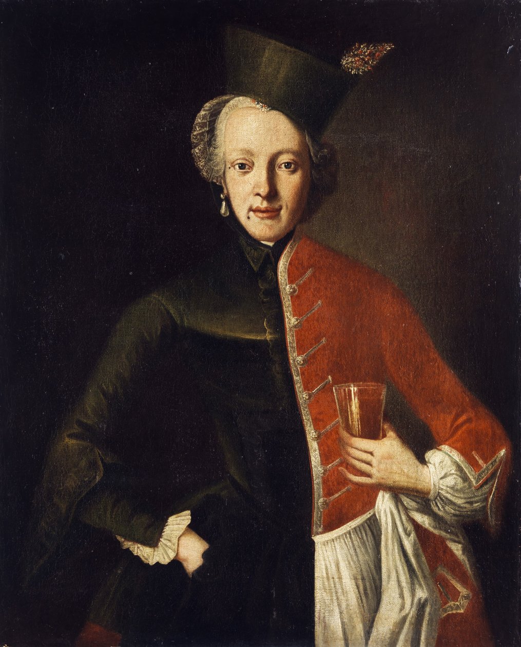 Unge aristokrater i svart kjole og rød dublett av Unknown