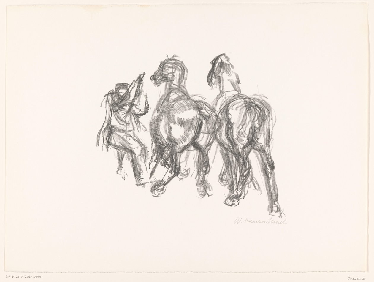 Mann og hest av unknown (signed by artist)