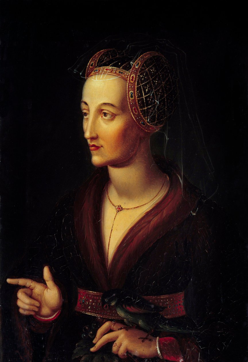 Portrett av Isabella av Portugal, hertuginne av Burgund (1397-1472) Maleri av Vincent Nicolas Raverat (1801-1865) 1800-tallet Søn. 0,43x0,3 m av vincent Nicolas Raverat