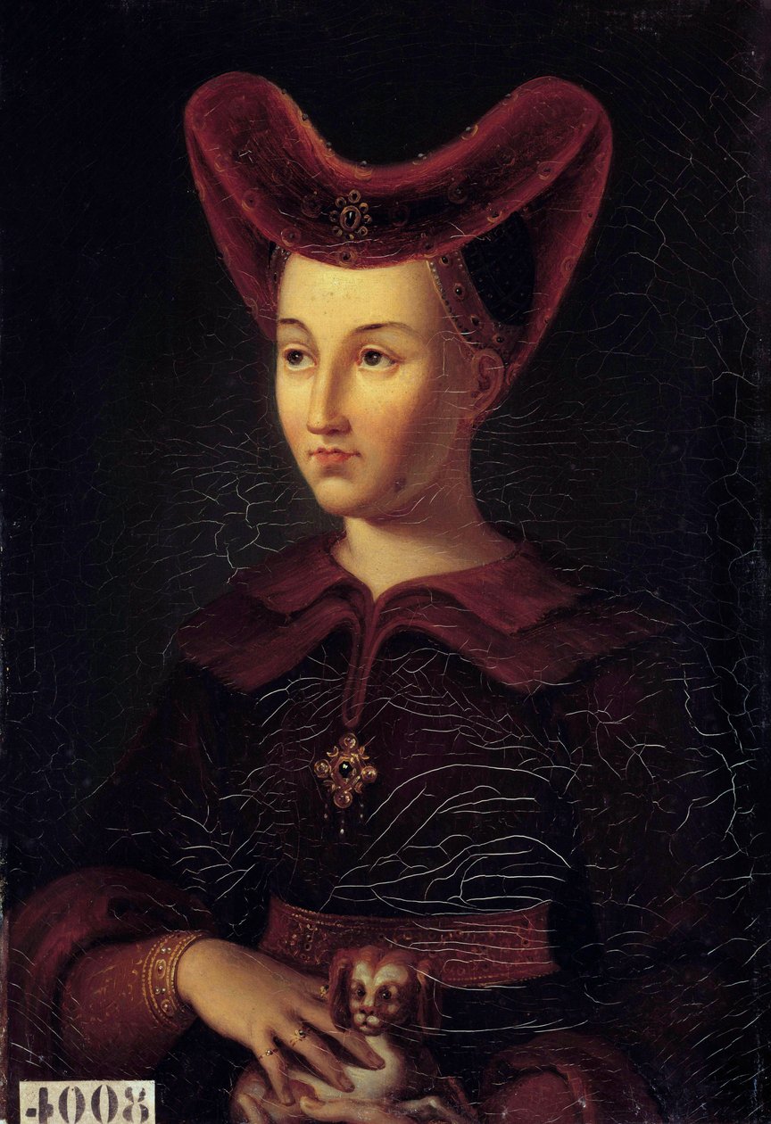 Portrett av Marguerite de Baviere, hertuginne av Burgund (1363-1423) Maleri av Vincent Nicolas Raverat (1801-1865) fra en original fra 1423. 1847. Søn 0,42x0,3 m av vincent Nicolas Raverat