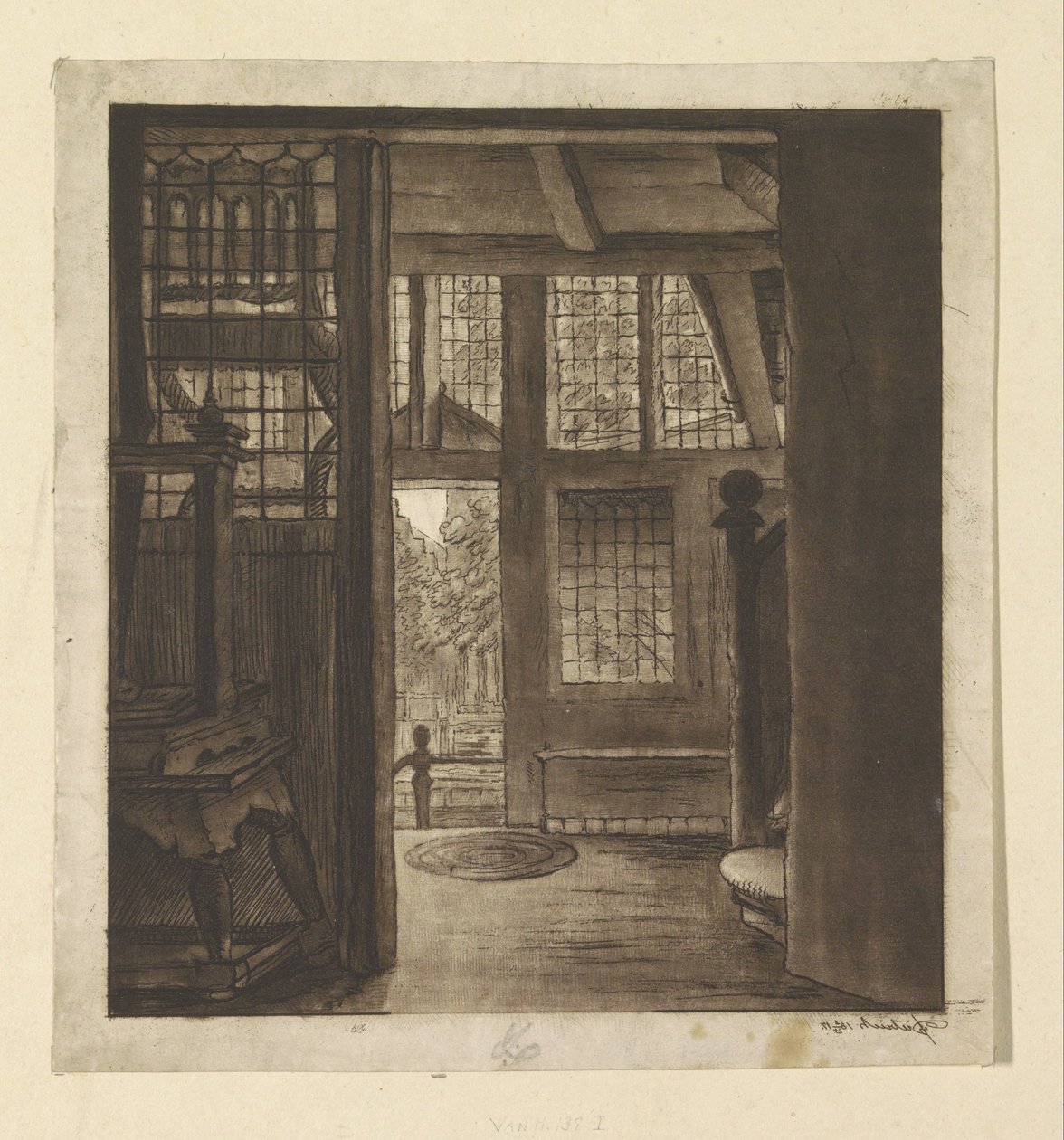 Interiør i Rembrandts hus av weduwe Dietrich