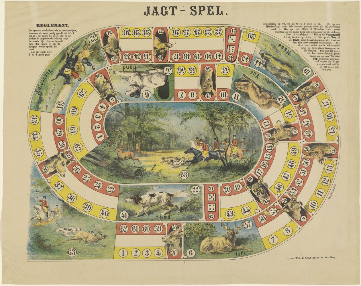 Jagt-Spel (tittel på objekt) av weduwe Elias Spanier and Zn