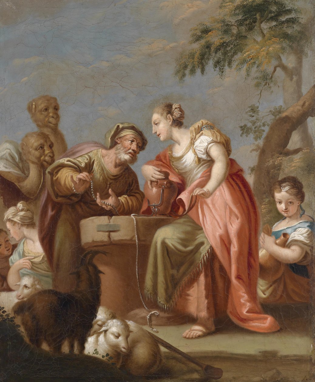 Rebekka og Eliezer ved brønnen av Franz Sebald Unterberger