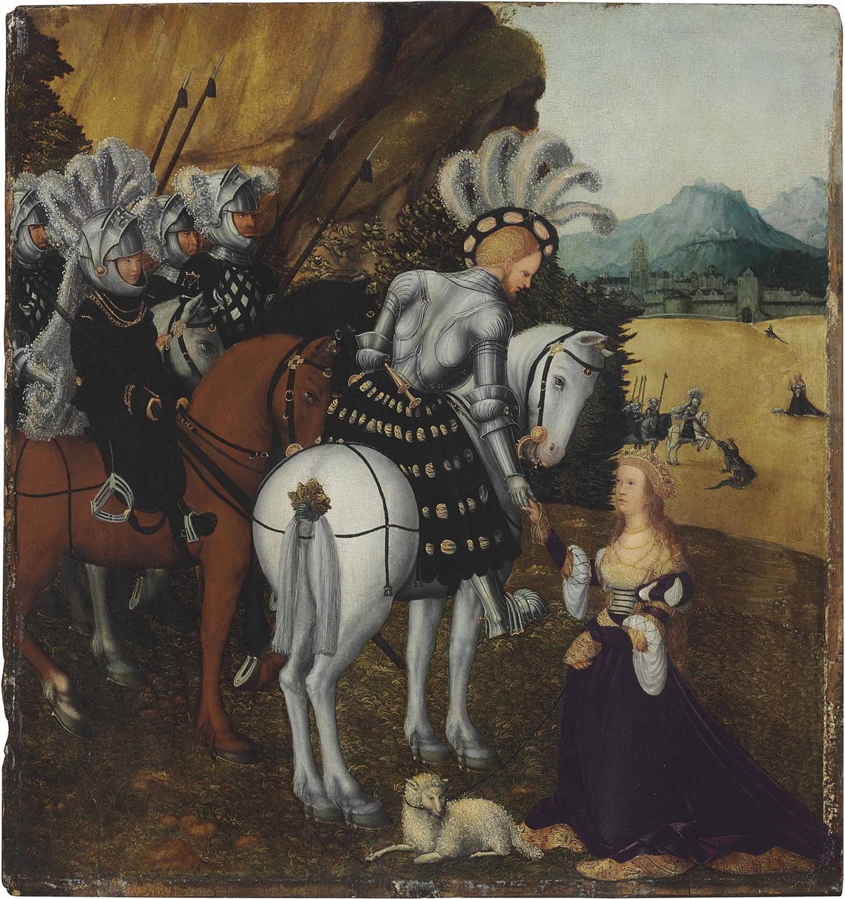 Keiser Maximilian I som Saint George av workshop of Lucas Cranach the Elder