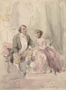 Scene fra Vanity Fair: Jos og Becky, 1848-80. av Jerry Barret