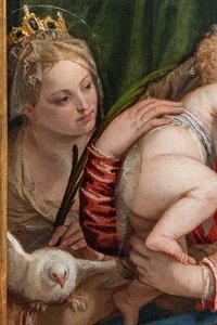 Madonna og Jesusbarnet mellom S. Catherine av Alessandria og Peter, detalj