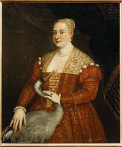Portrett av en dame med hegre (maleri på lerret) av (1528-88) Veronese