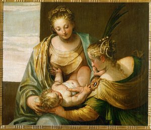 Det mystiske ekteskapet til den hellige Katarina av Siena … (olje på lerret)