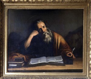 Saint Mark Writing the Gospel - tilskrevet Veronese, Church of La Turbie. av Veronese