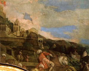 Antonio Loredan befriende Scutari av Paolo Veronese (1528-1588), detalj, Hall of Great Council, Palazzo Ducale, Venezia