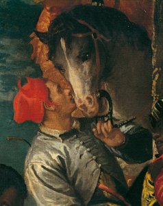 Figur des Bräutigams, Detail aus der Anbetung der Heiligen Drei Könige, von Paolo Caliari, bekannt als Veronese (1528-1588), Öl auf Leinwand, 355x320 cm