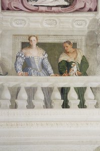 Medlemmer av Barbaro-husholdningen, fra Sala di Olimpo, ca. 1561 (fresco) (detalj) av Veronese