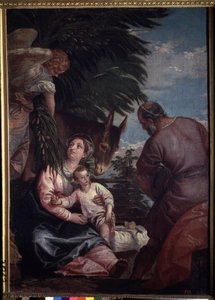 Hvil på flyturen til Egypt. Maleri av Paolo Veronese (1528-1588). Olje på lerret av Veronese