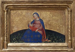 Madonna av ydmykhet. Maleri av Giovanni Da Bologna (aktiv andre halvdel av 1300-tallet) tempera på poppel, ca. 1395. Italiensk kunst av Giambologna