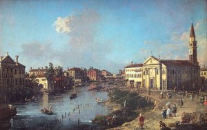 Dolo på Brenta, med kirken St. Rocco og Villa Zanon-Bon av Canaletto