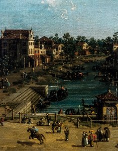 Utsikt over Mestre med Canale delle barche, detalj, ca. 1755–1760 (olje på lerret) av (1697-1768) Canaletto