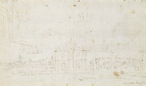 Murano: San Giovanni Dei Battuti, With Venice in the Distance, c.1735-40 (drawing) av Canaletto