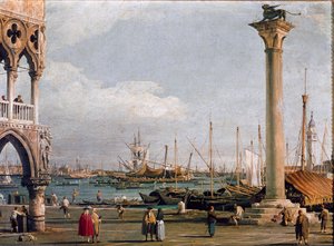 Utsikt over St. Markus-bassenget og San Giorgio Maggiore-kirken fra Piazzetta til Venezia (olje på lerret