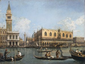 Utsikt over bassenget til San Marco fra Punta della Dogana av Canaletto