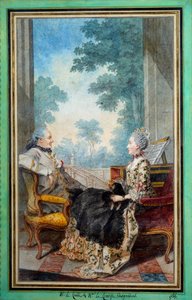 Monsieur og Madame Despourdons akvarell av Louis Carrogis Carmontelle (1717-1806) 1766 Paris, Musee Carnavalet av Carmontelle