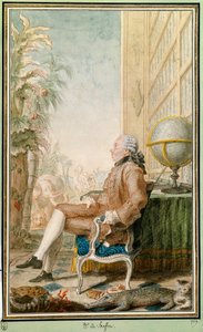 Portrett av Georges-Louis Leclerc, greve av Buffon (1707-1788), naturforsker, intendant for Jardin du Roi. Akvarell av Louis Carrogis Carmontelle (1717-1806). Chantilly. Conde-museet