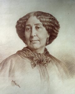 Portrett av bokstavkvinnen George Sand (1804-1876) Aurore Dupin, Barones Dudevant Tegning av Rene Jouhan (1835-?) fra et fotografi av Nadar av Nadar