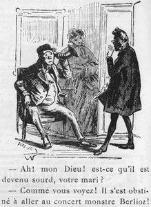 Tegneserie om arbeidet til Hector Berlioz (1803-1869) designet av Nadar i 1856 for Journal pour rire. av Nadar
