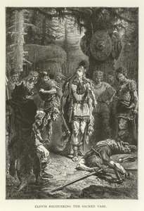 Clovis gjenvinner den hellige vasen (gravering) av (after) American School