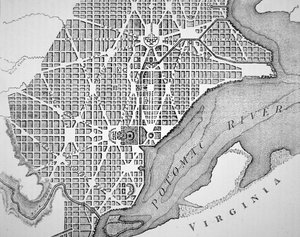 Plan for byen Washington som opprinnelig lagt ut i 1793 (gravering)