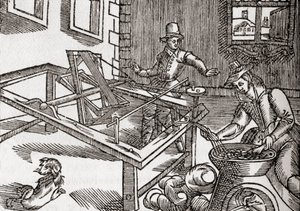 Silkevikling, faksimile av et bilde i Edward Williams "Virginia Truly Valued", 1650, fra 'The Century Illustrated Monthly Magazine', utgitt 1884 (litho) av (after) American School