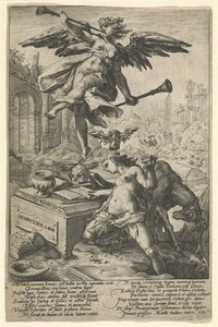 Berømmelse og historie, etter 1586 (gravering på lagt papir)
