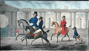 A Morning Ride, etset av James Gillray (1756-1815) utgitt av Hannah Humphrey i 1804 (håndfarget etsning) av (after) English School