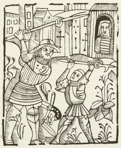 Guy of Warwick (gravering) av (after) English School