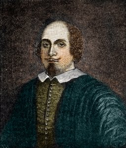 Portrett av den engelske dramatikeren William Shakespeare (1564-1616) Gravering etter et anonymt maleri fra 1700-tallet av (after) English School