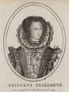 Prinsesse Elizabeth, datter av kong Henry VIII og Anne Boleyn (gravering)