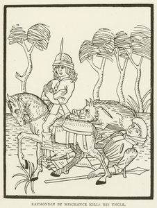Raymondin dreper ved en tilfeldighet onkelen sin (gravering) av (after) English School
