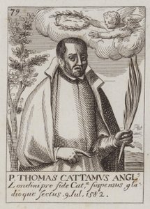 Thomas Cottam , engelsk katolsk prest og martyr (gravering)