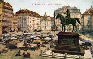 Market Place, Wien, Østerrike (fargebilde) av (after) English photographer