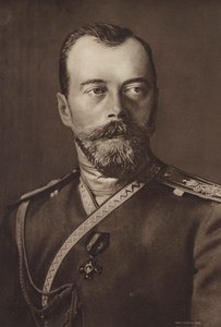 Nicholas II, tsar av Russland (s/hvitt bilde) av (after) English photographer