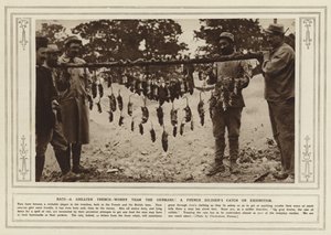 Rotter, en større grøftebekymring enn tyskerne! En fransk soldats fangst på utstilling (s/hv-bilde) av (after) English photographer