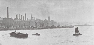 Elven og Steamboat Anchorage (s/h-bilde) av (after) English photographer