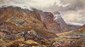 «De tre søstrene», Glencoe (fargelitografi) av (after) English photographer