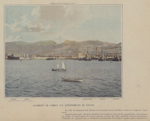 Kampskip ved Toulon-bryggene (farget bilde) av (after) French Photographer